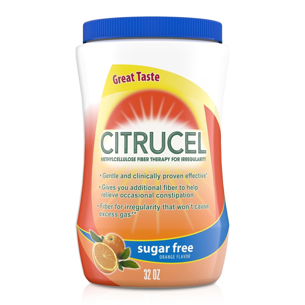 Polvere di fibra senza zucchero CITRUCEL per sollievo dalla costipazione occasionale, polvere di fibra di metilcellulosa, aroma d'arancia - 32 once
