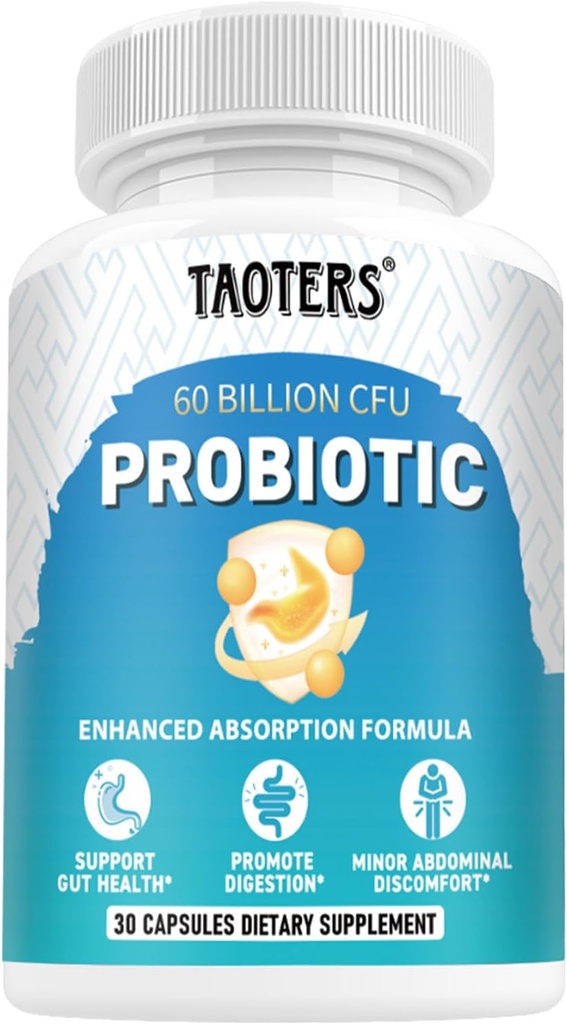 Probiotici per la salute digestiva, 60 miliardi di CFU - 10 strati | Prebiotici e Probiotici - Immune & Gut Health for Women & Men | Supporta pH Balance, Diarrea, Gas & Bloating | 30 capsule