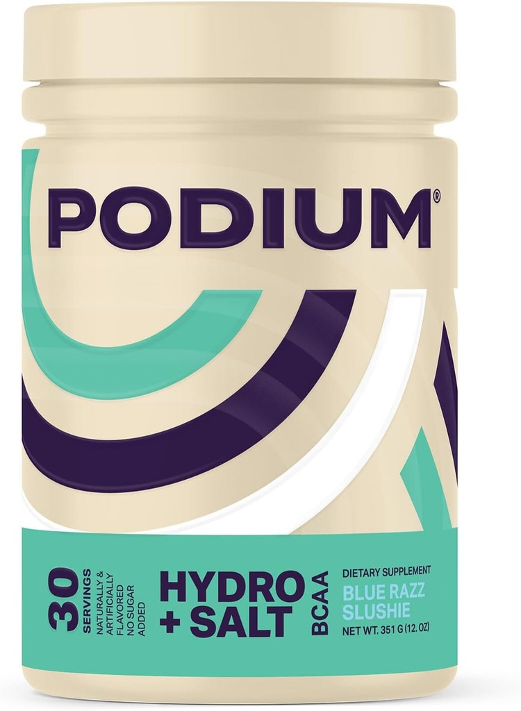 Nutrizione di podio, Polvere di BCAA istantaneo, Idro e Sale, Slushie di Razz blu, 30 Serve, Elettroliti, Idratazione, Recupero