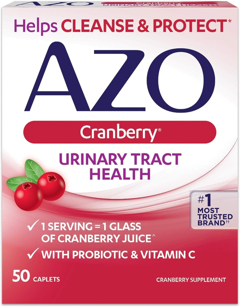 AZO Cranberry Urinary Tract Health Supplement Caplets - 50 Ct., Confezione da 6
