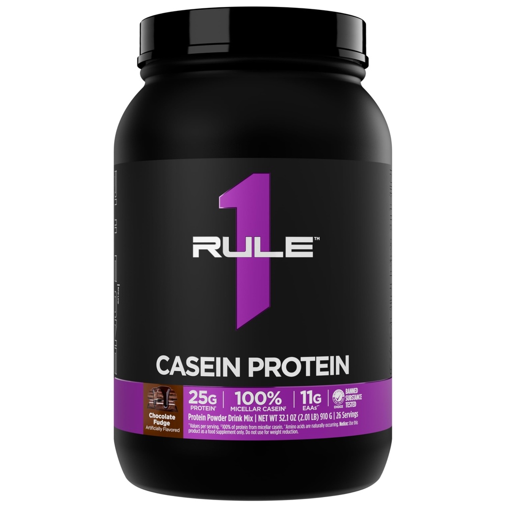 Regola 1 Caseina Proteina - 25g Proteine e 11g EAAs Per servire da Caseina Micellare Lenta-Release per il recupero notturno e la consegna prolungata tra pasti (2 Pounds*, Fudge di Cioccolato)