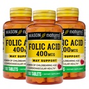 Mason Natural Folic Acid 400 mcg, Supplemento giornaliero per la salute, l'umore e la cura prenatale, per le donne di età fertile, 100 compresse (Pack of 3)