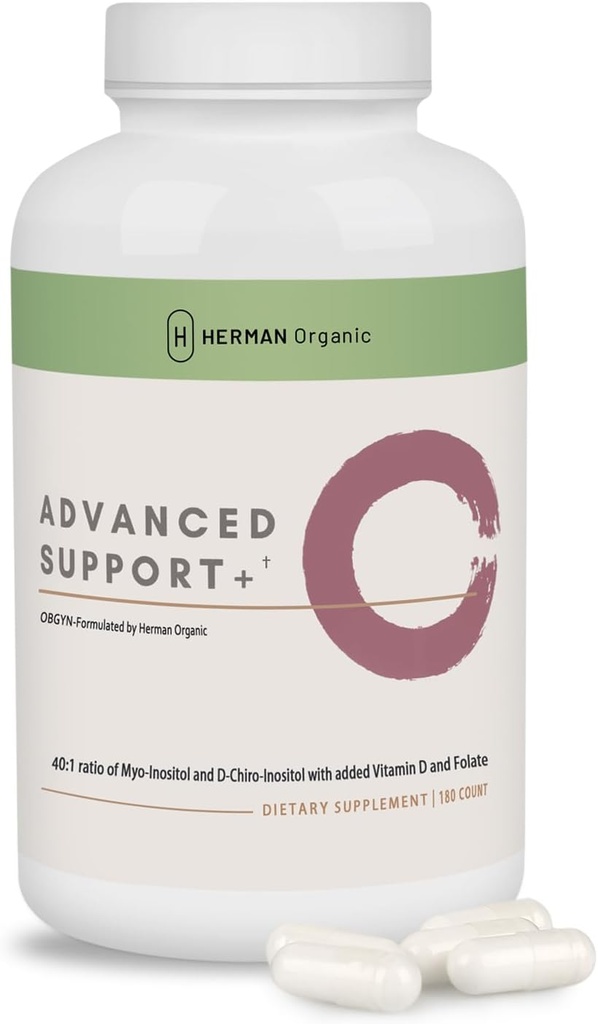 Herman Organic Myo-Inositol & D-Chiro Inositol - Supporto ormonale per la salute ovarica e riproduttiva - 180 capsule - Supplemento all'ormone femminile - Supplementi avanzati all'uovo