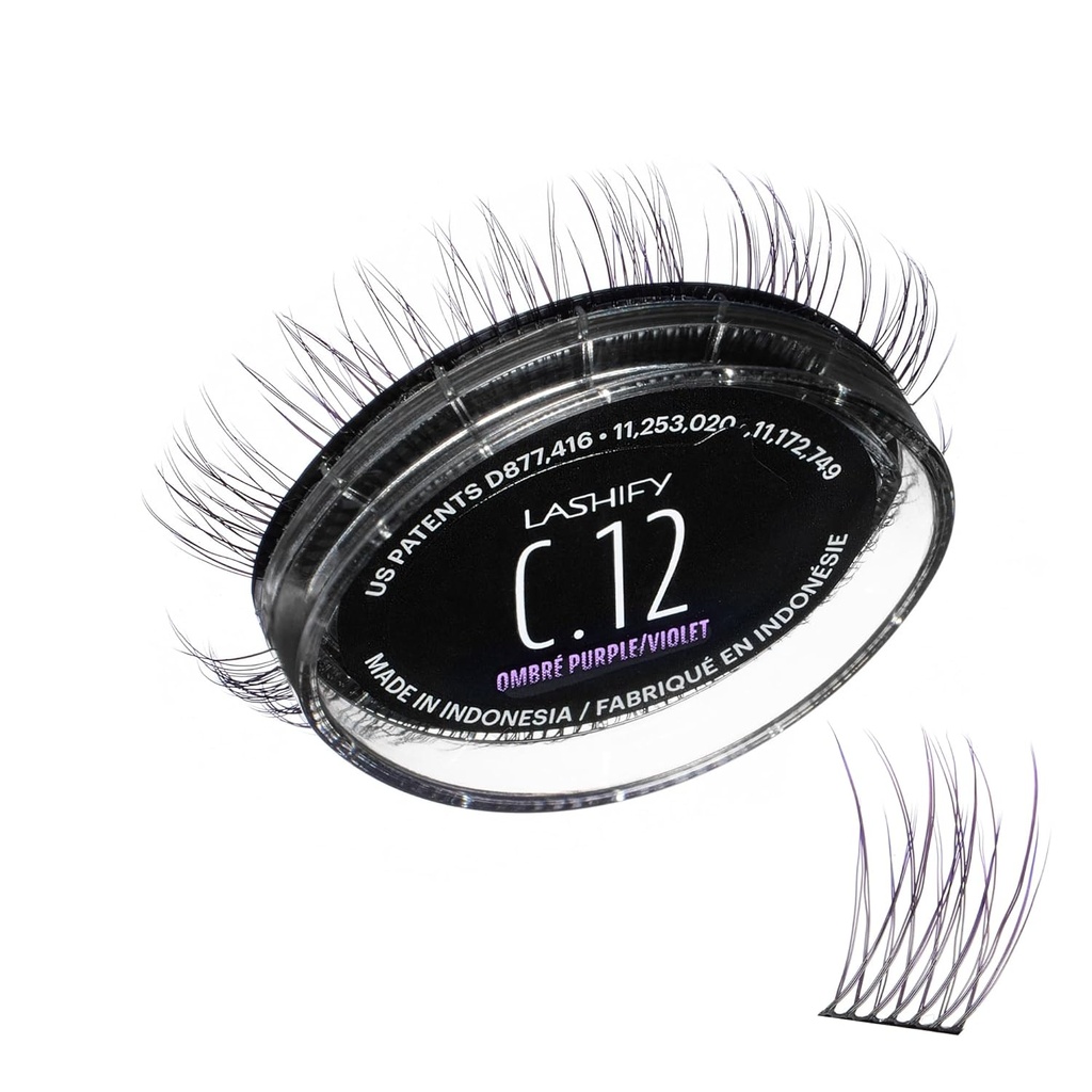 Lashify Curl 12mm Gossamer Eyelash Extensions Refill in Ombre Purple, Easy DIY False Lashes per un look naturale