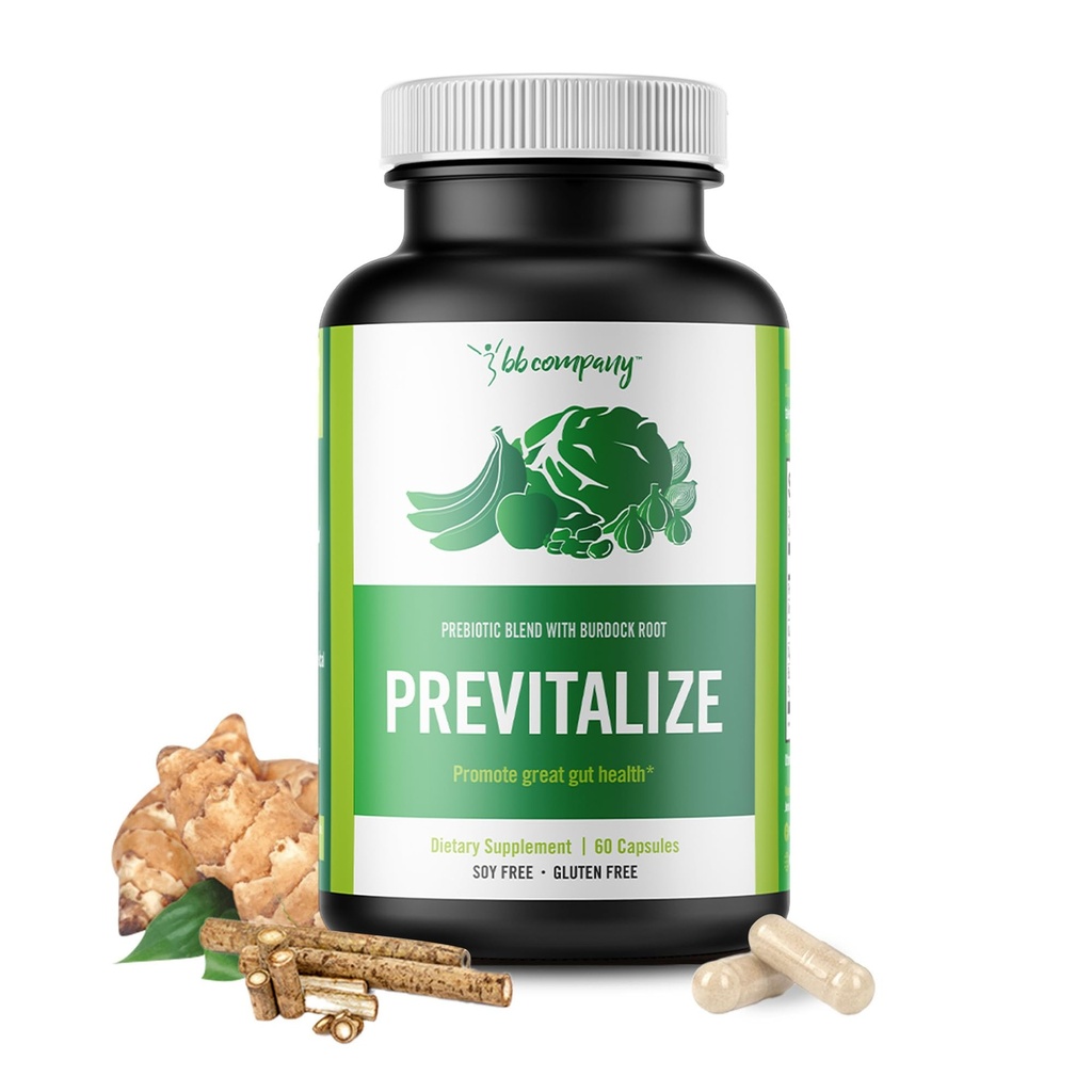 BB Company Previtalize | Prebiotics for Women, Prebiotic Fiber for Gut Health, Digestive Health | Food for Good Probiotics | Complement to Probiotics & Provitalize | Packaging Vary | 60 Ct