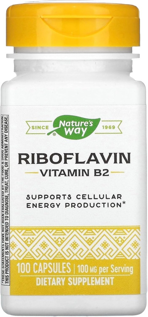 Vitamina B2, 100 mg Riboflavin, 100 capsule, Confezione da 2