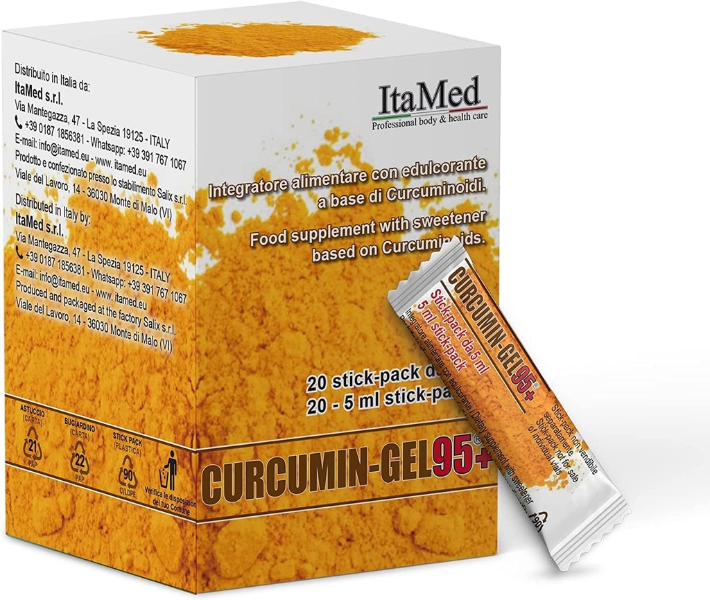 Gel supplemento curcuma curcuma curcuma curcumina Itamed – 95+ polvere curcumina con HGC-C complesso, formula organica, 20 Stick-Packs (5ml ciascuno), curcumina curcuma curcuma per la biodisponibilità avanzata