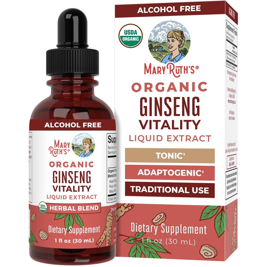 MaryRuth Organics Herbal Supplemento per la funzione cerebrale | Boost Energy | Memory | Vitality USDA | Ginseng con Ashwagandha | Eleuthero e Maca Root Extract | 1 Fl Oz