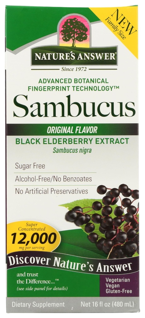 Risposta della natura Sambucus Elderberry Syrup 16 oncia | Great Tasting Immune Support Supplemento | Antiossidante, Vegan, Gluten Free, Made in USA | Single Count