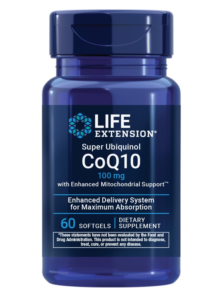 Estensione della vita Super Ubiquinol CoQ10 con il supporto mitocondriale potenziato, Potent Heart Health & Cellular Energy Production Support, Ultra-assorbibile, Senza glutine, Non-GMO, 100 mg, 60 softgels