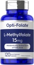Carlyle L Methylfolate 15mg | 120 capsule | Dimensione del valore | Potenza massima | Ottimizzata e attivata | Non-OGM, Gluten Free Supplement | Methyl Folate, 5-MTHF | da Opti-Folate