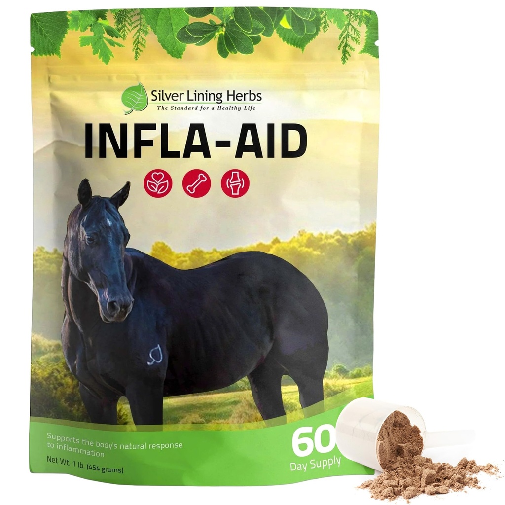 Silver Lining Herbs Infla-Aid per Cavalli – Integratore Anti Inflammatorio Naturale per Rilievo Inflammation – Supporta Recupero, Comfort e Mobilità in Muscoli, Tendons & Joints – 1 lb Bag (60 Serve)