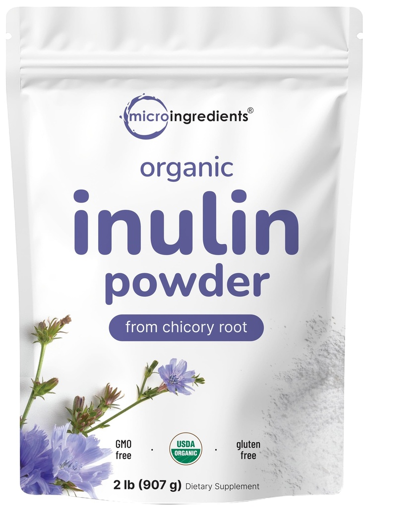 Micro Ingredienti Polvere di fibra organica dell'inulina, 2lb | Prebiotico naturale per sostenere la salute digestiva e del fegato | Solubile, facilmente digeribile | non aromatizzato, vegano