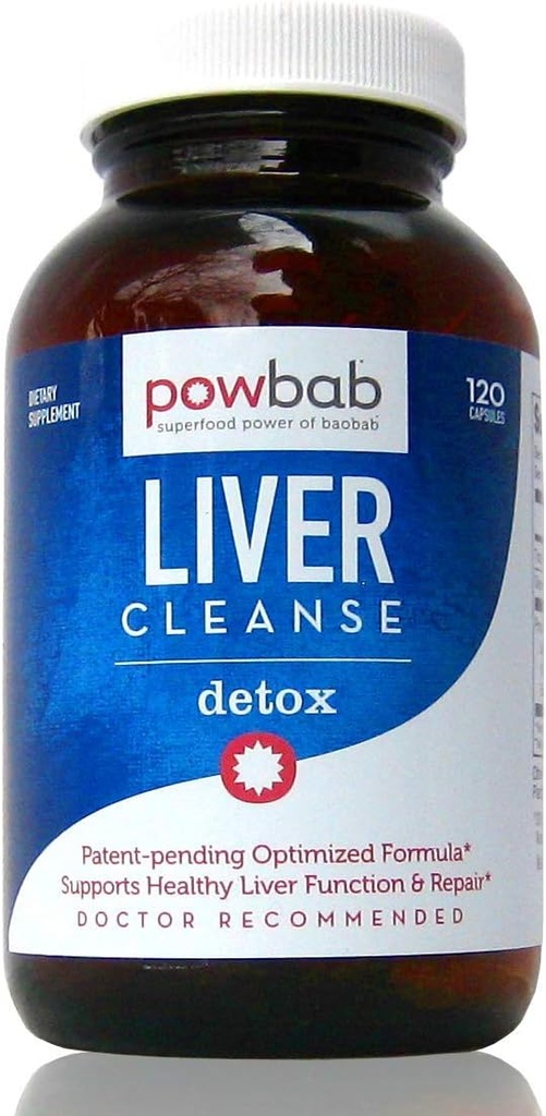 powbab Liver Cleanse Detox. #1 Patent-Pending Formula di riparazione ottimizzata. Liver Md Focus Research with Organic Baobab, Beet Root Powder e Goji. Beats Milk Thistle Silymarin & Dandelion (120 capsule)