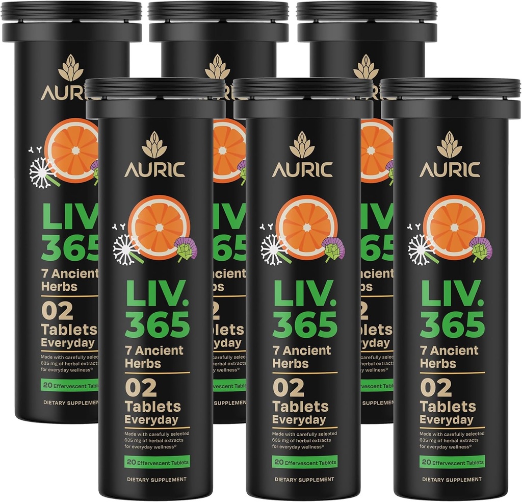 Auric Herbal Liver Support Supplemento | Milk Thistle (Silymarin), Turmeric, Aglio, Ginger for Liver Health Advanced Detox & Cleansing Formula for Active Liver | 120 Tablet | Plant Based Gluten-Free