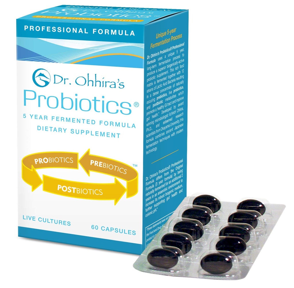 Dr. Ohhira Probiotics Formula professionale con 5 anni Fermented Prebiotics, Probiotici attivi dal vivo e L'unico prodotto con metaboliti postbiotici, 60 capsule