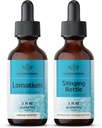 HERBAMAMAMA Kit di gocce liquide a base di erbe - Bundle di estratto di radice di Lomatium e tintura di ortica 2 fl oz - Vegan, Non OGM, Zucchero & Alcol-Free - 2 Confezione