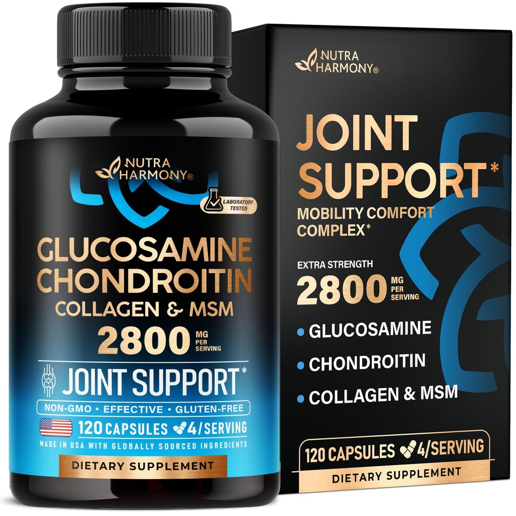 Glucosamina Chondroitin MSM Collagen | FSA HSA Eleggibile | Supporto Congiunto Supplemento 2800 mg | Made in USA | FSA Approved Product Items | Flessibilità Nutritional Vitamins | For Men & Women, 120 Capsule