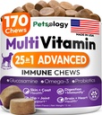 Cane Multivitamina Chewable - Vitamine e Integratori di Cane con Glucosamina - 170 Chews - Hip & Joint, Pet Supporto Immune, Skin & Coat, Gut & Heart Health - Senior & Puppy Multivitamin Pet Supplement