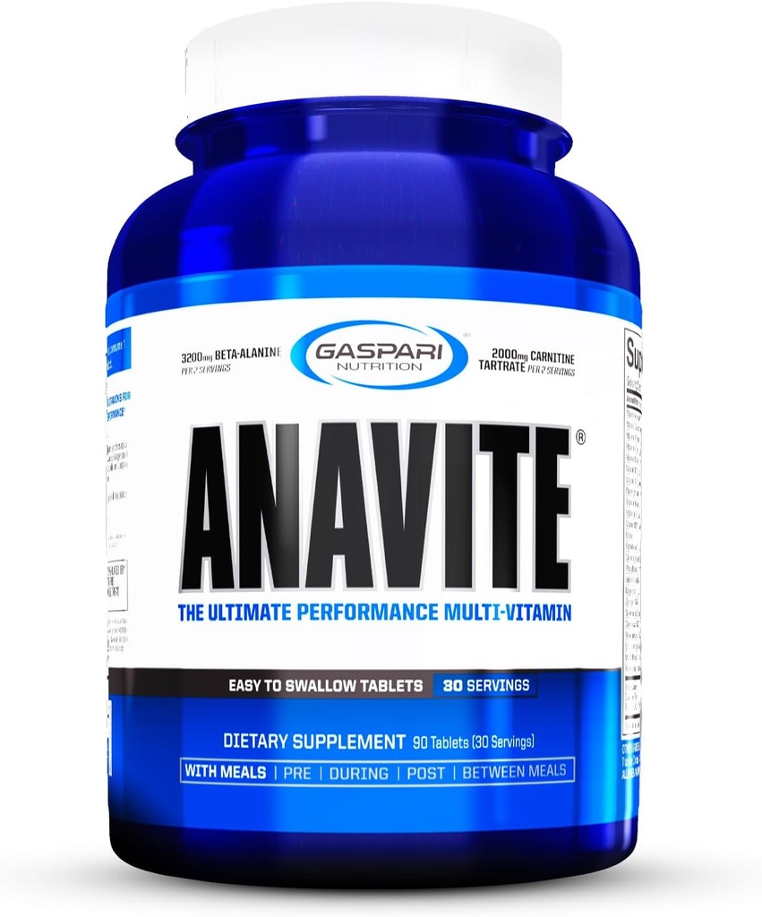 Gaspari Nutrition Anavite, Sport Multi-Vitamina con Aminoacidi, Beta-Alanina e L-Carnitina, Migliorata Prestazioni e Recupero (Nuova dimensione più piccola, 30 Serve)