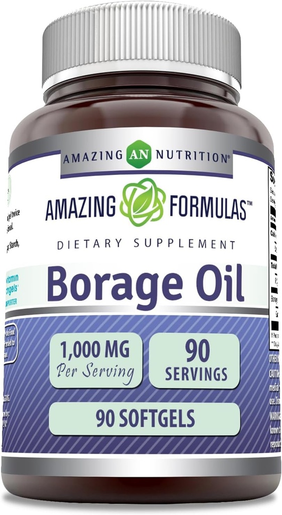 Incredibile formula Borage Oil Supplement | 2000 Mg Per Serving | Softgels | Non-GMO | Gluten-Free | Made in USA (1 Pack, 90 Count)