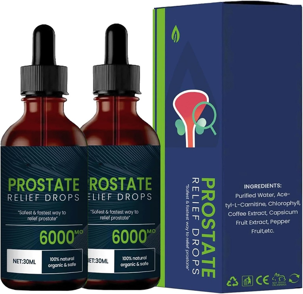 Gocce di trattamento della prostata - gocce di sollievo della prostata, gocce naturali di erbe della prostata, supplemento di sostegno della salute e della prostata del blocco DHT per la salute mentale (2pcs)