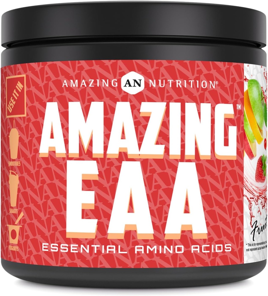 Stupefacente aminoacidi essenziali EAA | 8 Grammi EAA's Per Serving | 30 Servings | 330 Grams Powder Supplement | Made in USA (Natural Fruit Punch)