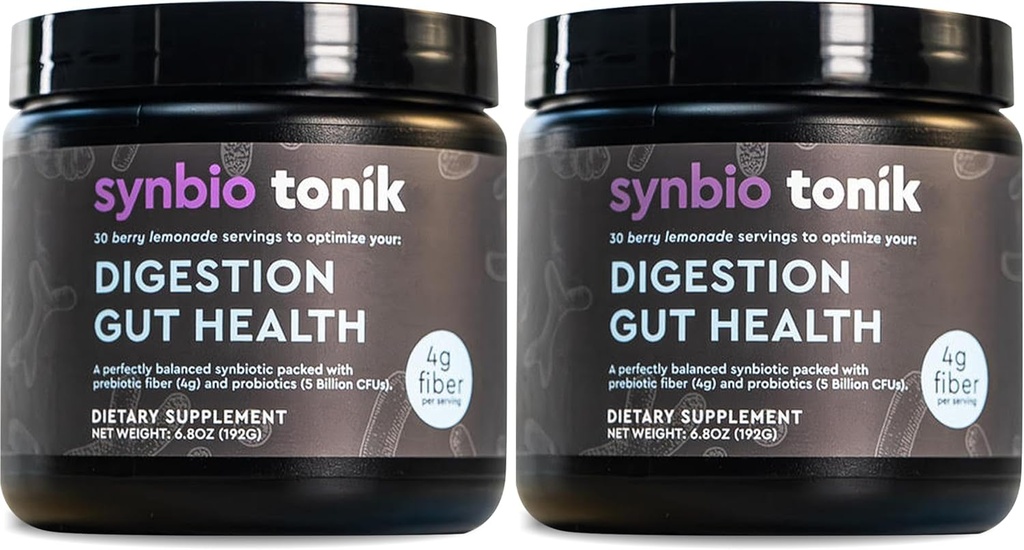 Synbio Tonik Prebiotics and Probiotics Powder | Berry Lemonade | Probiotics for Digestive Health | Supplemento giornaliero | Migliora la digestione e le mozioni di bovina | Boost Energy and Clarity | 2 vasche