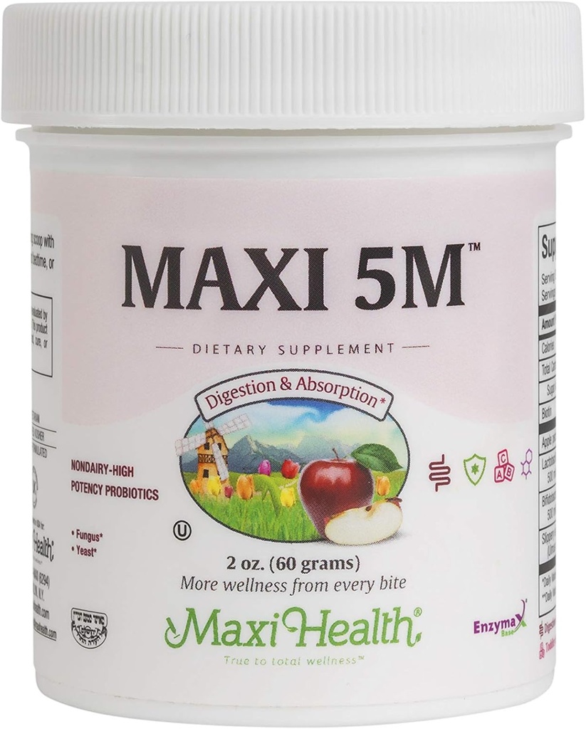 Polvere probiotica – Acidophilus & Bifidobacterium con pectina di mele, Slippery Elm Bark & Biotin – Supporto Digestivo & Immune, Gut Health, Hair Skin & Nails, Kids & Adults – Kosher, 2 oz (60 Servings)