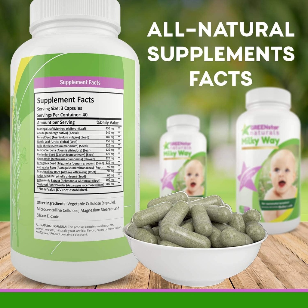 Integratore di allattamento Lattazione Supporto per il latte materno aumentato, Lattazione Supplemento capsule con latte Thistle Organic Fenugreek Seeds, Breastmilk Postnatal Vitamin per le madri.