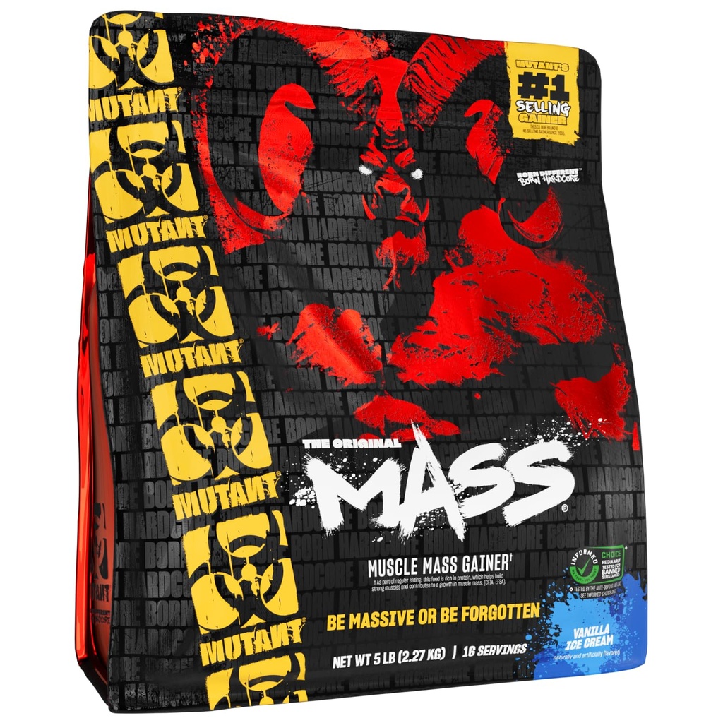 Mutant Mass | Polvere di proteina di Gainer di massa di peso - Polvere di proteina di Calorie alta per la massa muscolare - Crema di ghiaccio di Vanilla - 5 Pound