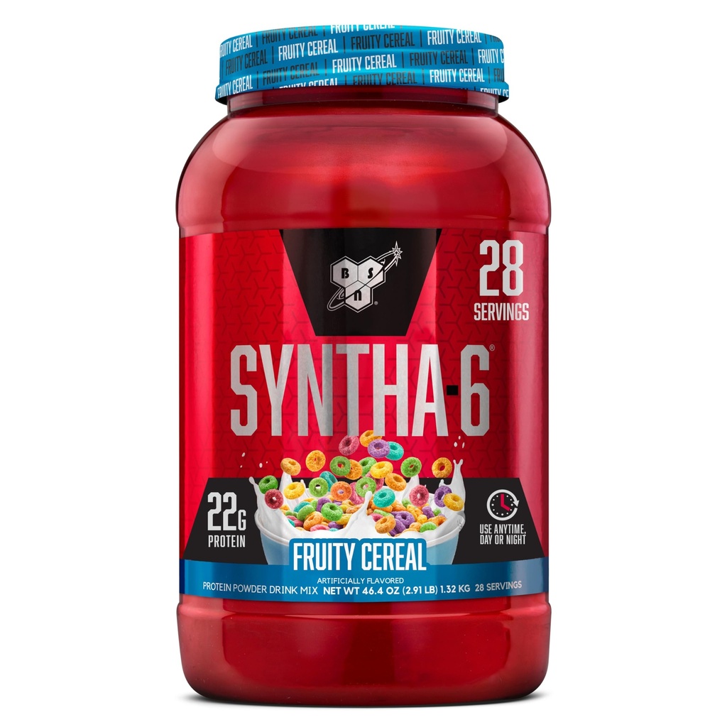BSN SYNTHA-6 Polvere proteica Premium con 6g di fibre, proteine del siero, caseina micellare, miscela isolata di proteine del latte, 5g grasso, cereo fruttato, 28 Serve (varia di maggio di imballaggio)