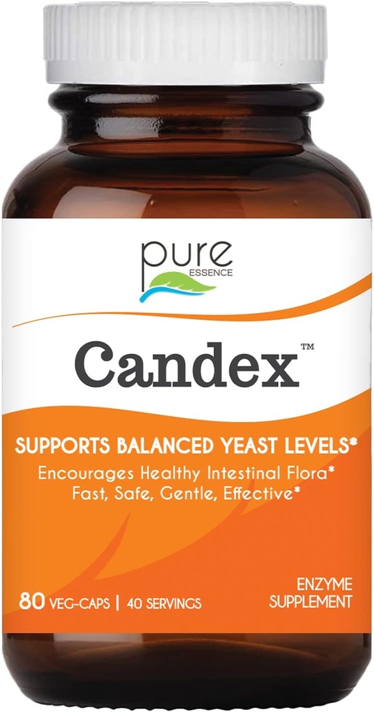 Pure Essence Candex Supplemento - Supplemento di sovracrescita del lievito con enzimi digestivi, trattamento probiotico di infezione del lievito per gli uomini e le donne - 80 capsule