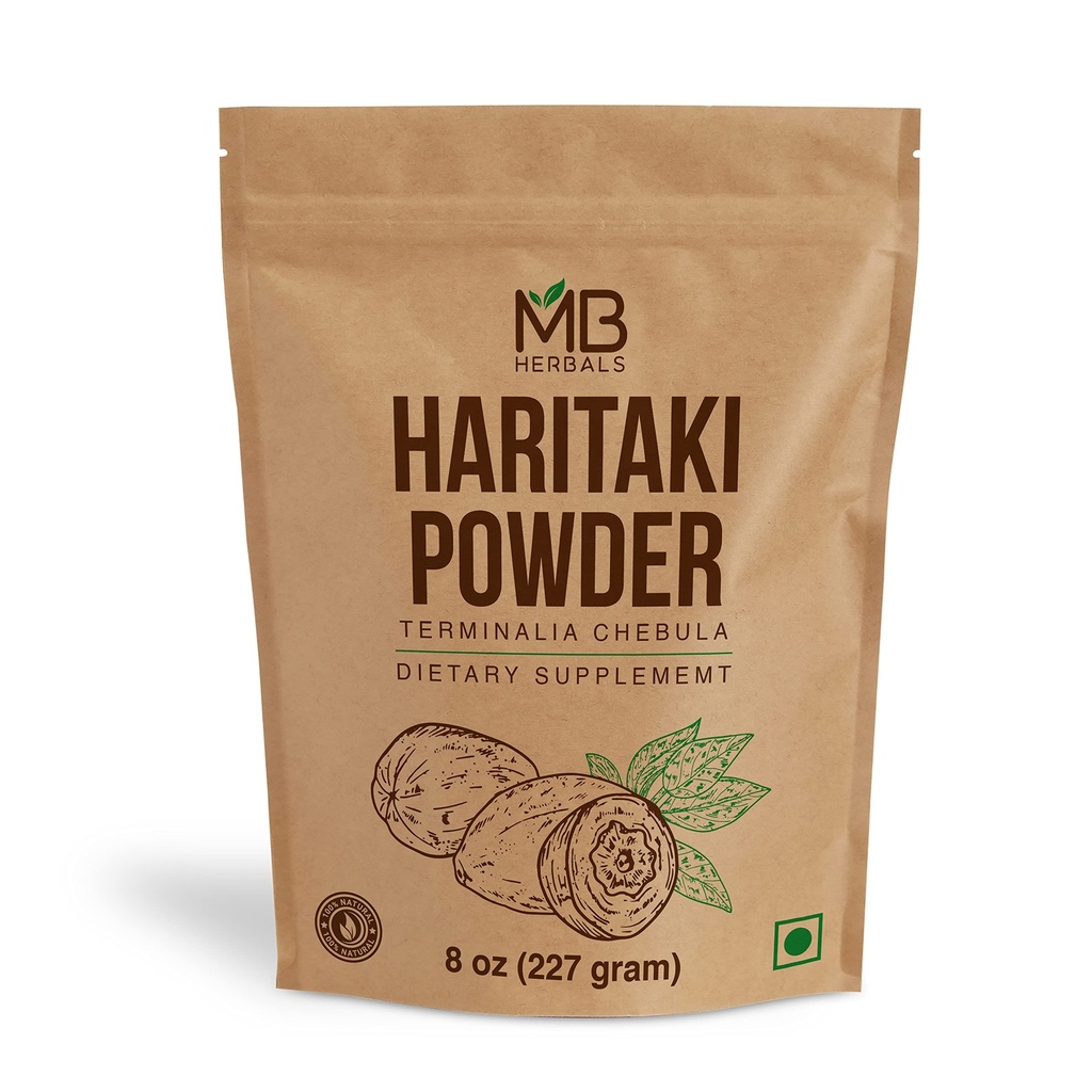 MB Herbals Haritaki Polvere 8 oz / 227 Gram / 0.5 lb | Polvere di inchiostro | Terminalia chebula Harde Chebulic Myrobalan | Gluten Free | No Preservstives