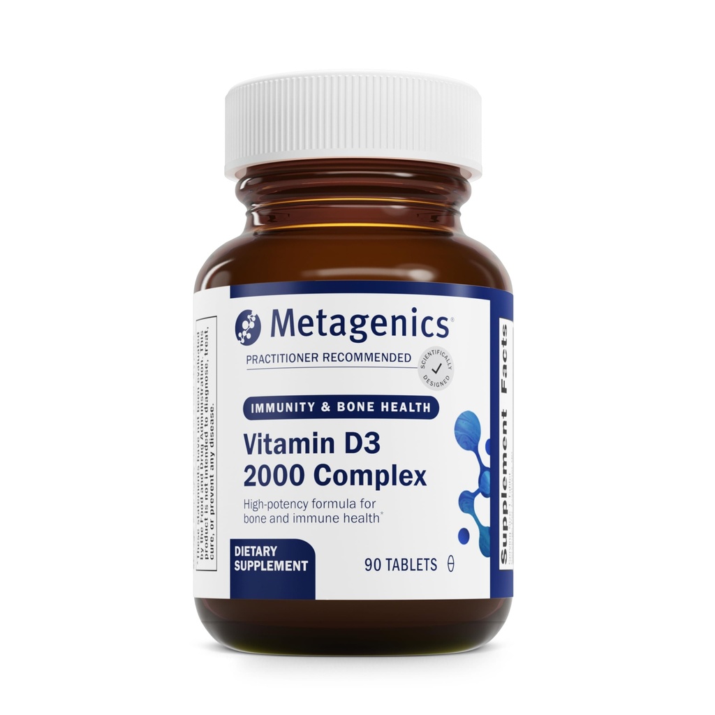 Metagenics D3 2000 IU Complex Vitamina D3 Supplemento - Supporta la salute di ossa, Immune & Healthy Inflammation Response* - con Isoflavoni per l'assorbimento - Gluten Free - 3 mesi di alimentazione - 90 conteggio