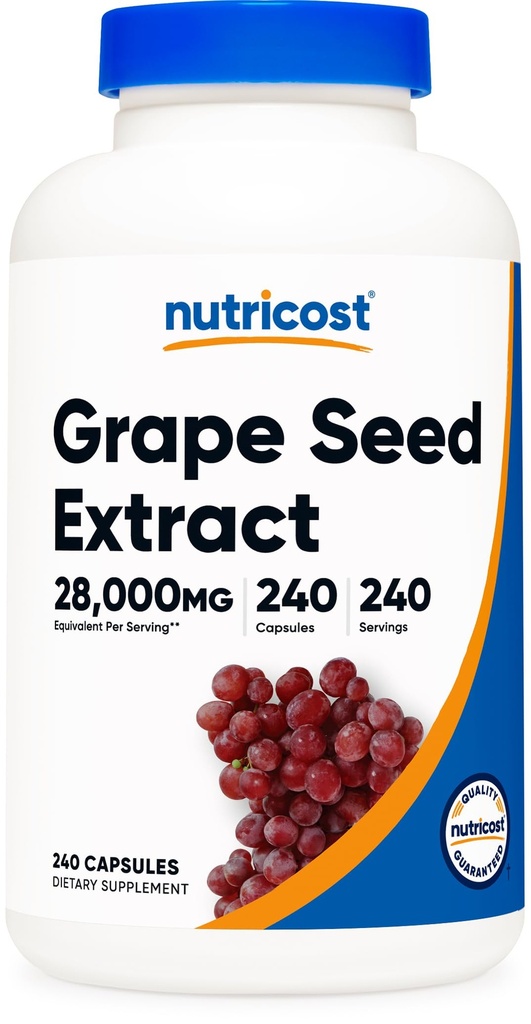 Estratto di semi di semi di Nutricost 28.000mg, 240 Capsule - Non OGM, Senza glutine, Per vegetariani