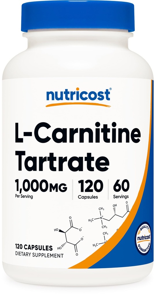 Nutricost L-Carnitina Tartrato 1000mg, 120 Capsule - 500mg Per Capsule (60 Serve)