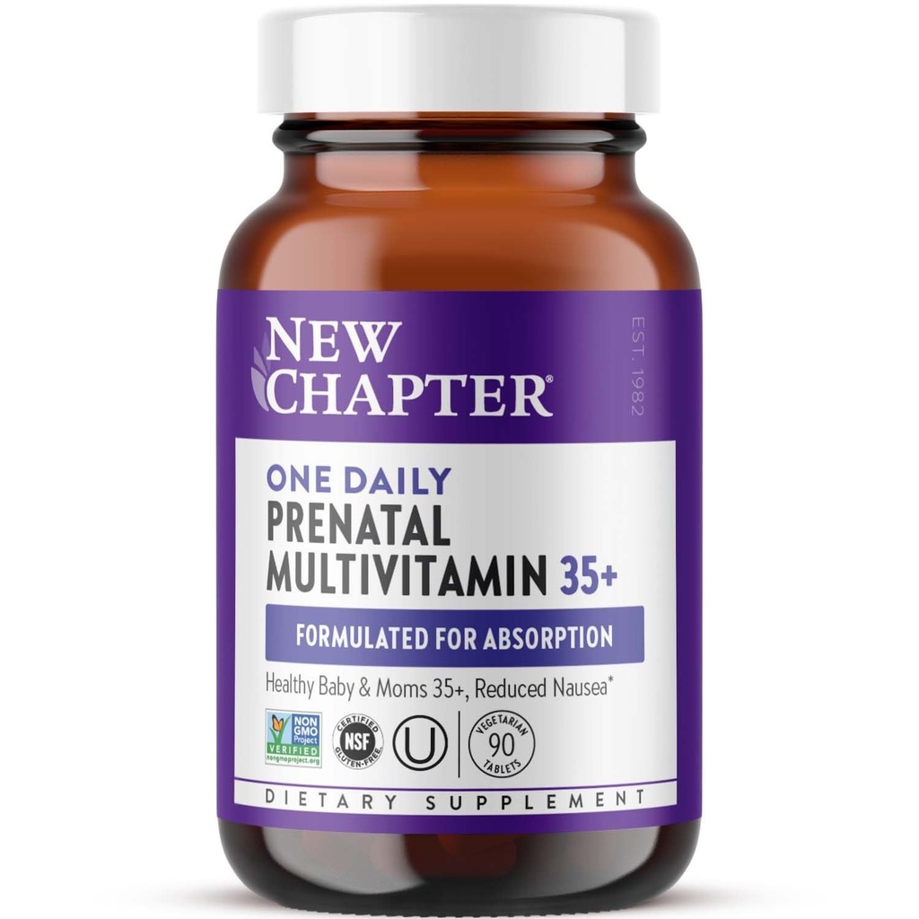 Nuovo Capitolo Vitamine Prenatali, Un Multivitaminico Prenatale Quotidiano Migliorato per Età 35+ con Methylfolate + Choline per la mamma sana e il bambino, senza glutine & non OGM- 90 ct