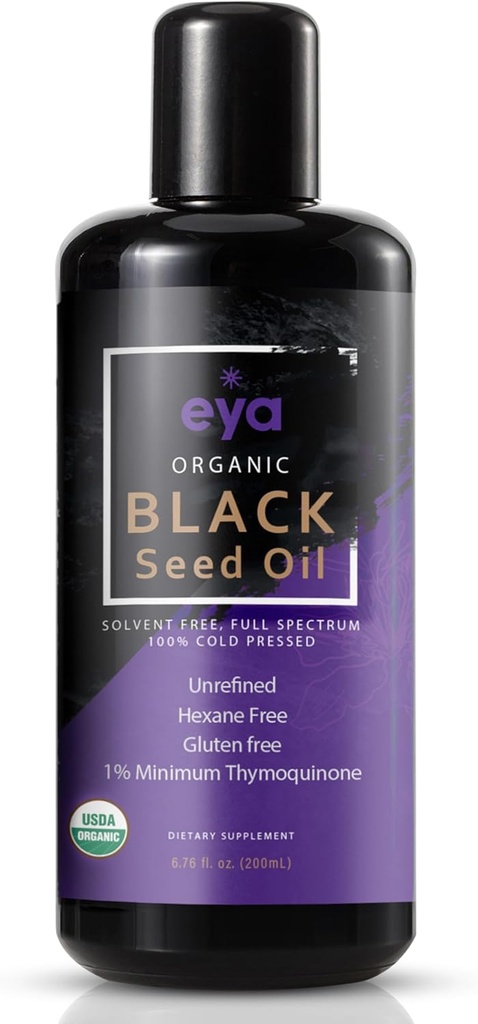 Vitamine Eya, Olio di semi di cumino nero egiziano organico (Nigella sativa), Pressed a freddo, aiuta a sostenere Gut sano per il sistema immunitario e digestivo, Vegan (200ml)