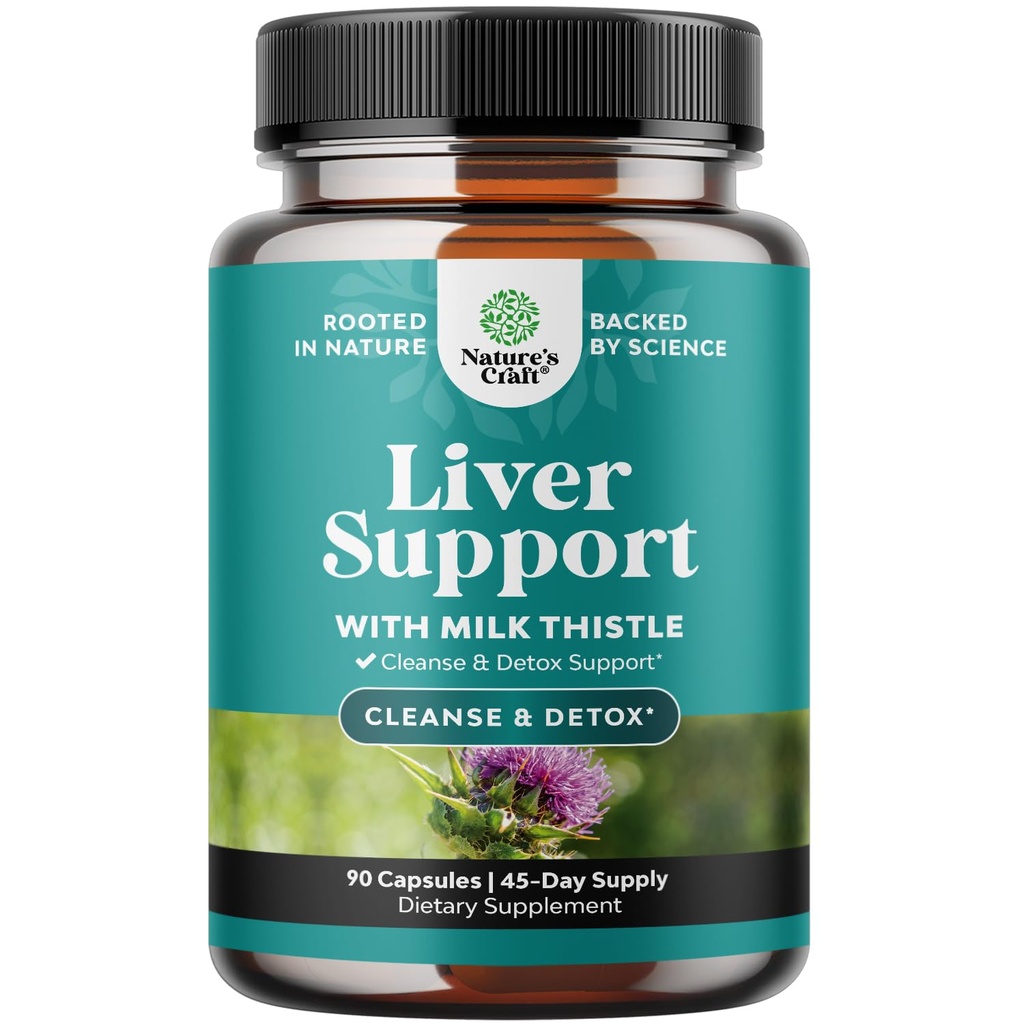 Natures Craft fegato Detox & Repair - Herbal Liver Support Milk Thistle Supplement - Silymarin Milk Thistle Supplements with Dandelion Root, Choline, Beetroot & Artichoke Extract - 90 Count