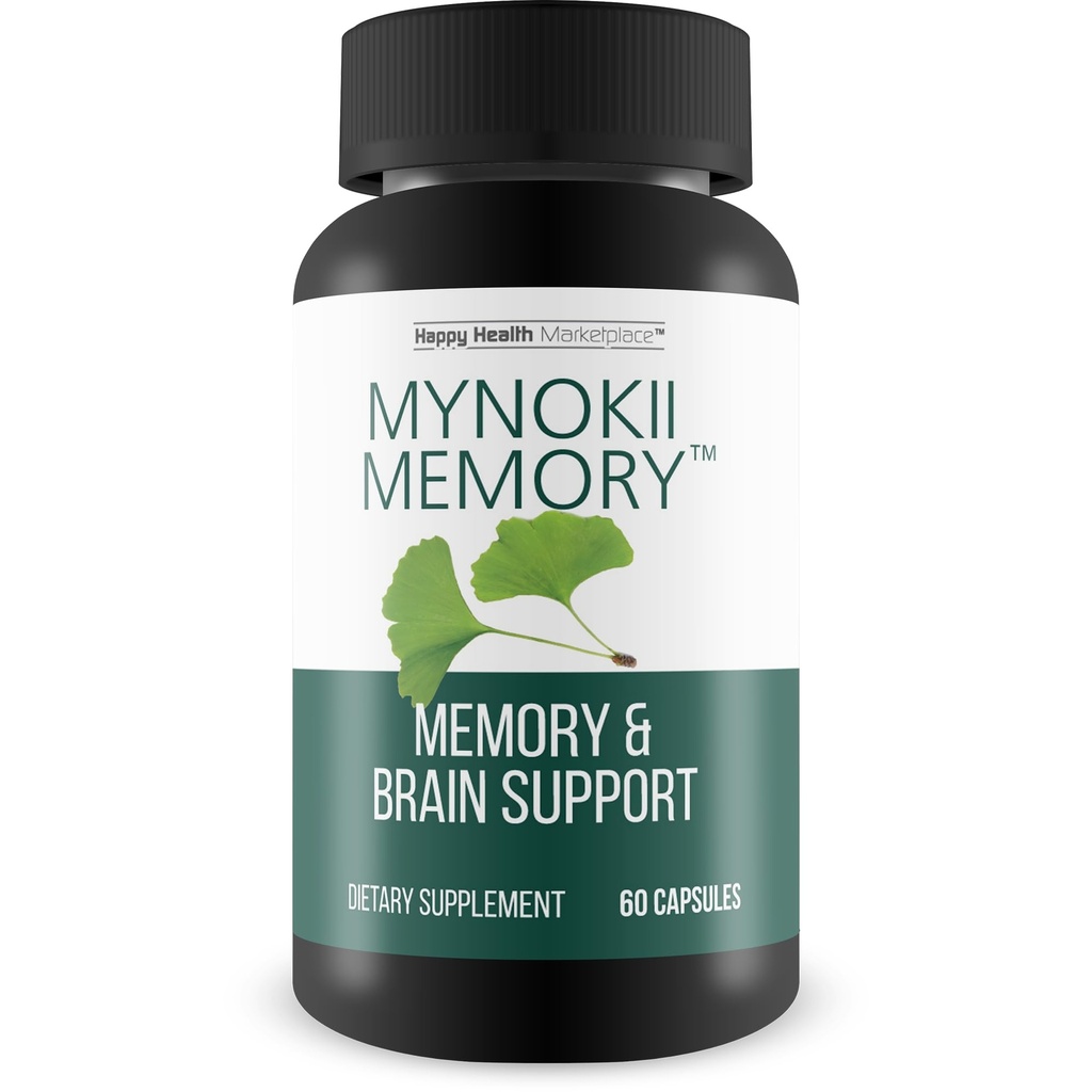 Memoria Mynokii - Integratore Nootropic Brain - Supporto Memoria e Cervello con Ginkgo Biloba & DMAE - Memoria di aiuto, Concentrazione, Concentrazione, Concentrazione - Integratori di Memoria
