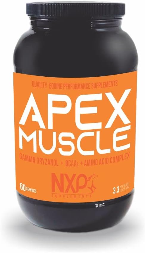 APEX Muscle, Body & Strength Builder for Horses - Energy, Endurance, Stamina, Recovery Support - Gamma Oryzanol BCAA Aminoacidi Lysine Carnitina L-Arginina AKG 3.3 lb (60 Serve)