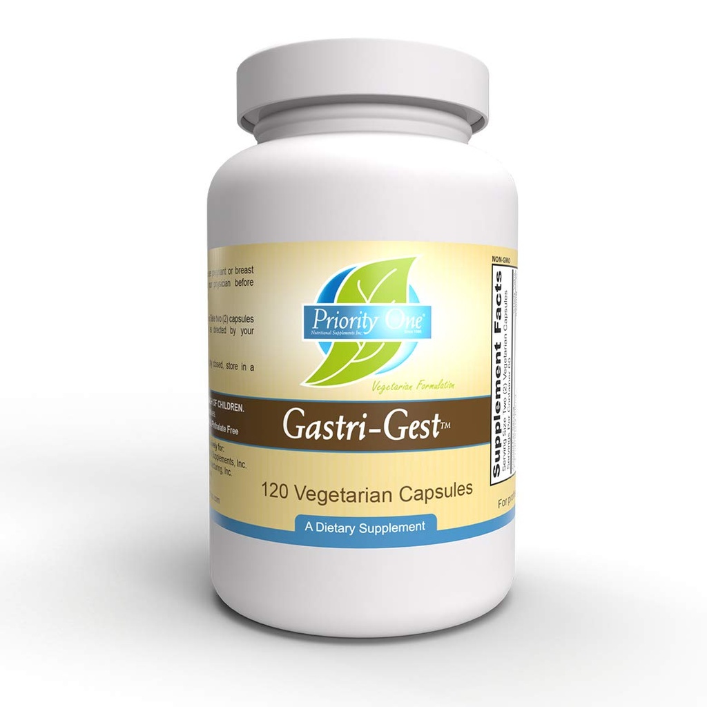 Priorità Una Vitamine Gastri Gest 120 Capsule Vegetariani - Potente Combinazione di enzimi vegetali che aiutano a mantenere la digestione sana e l'attività intestinale di enzimi.*