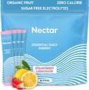 Nectar Energy Booster - Organic Caffeine, B12 & Electrolytes - Sugar Free & Zero Calorie – Caffetteria sana, Energy Drink & Soda Alternative – Hydration & Energy Supplement (Straw. Lemonade 18 Packets)
