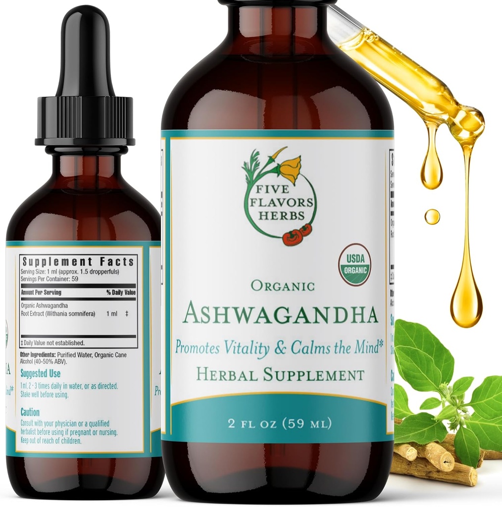 Ashwagandha Tincture - promuove la vitalità, calma la mente, supporto immunitario, adaptogen, balsamo di limone, supplemento di erbe - 2 Fl Oz