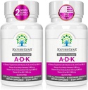 Supplemento di vitamina ADK - Migliorata la salute del chiodo con le vitamine ad alta potenza A, D3, K2, senza glutine, 60 capsule (pacchetto di 2)