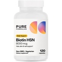 PureFormulas Biotin 8000 mcg Hair Skin Nails Integratore Biotina, Biotin Hair Growth Vitamins B7 Integratore per Donne & Uomini 120 Capsule
