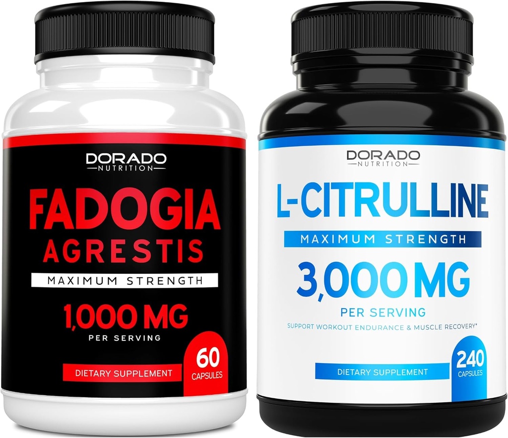 Estratto di Fadogia Agrestis (60 conte) Massima resistenza - Atletica Prestazioni &amp; Massa Muscolare Supporto e L Citrullina (240 conte) L Arginina & Nitric Ossido per prestazioni per allenamenti - Vegan & USA Made