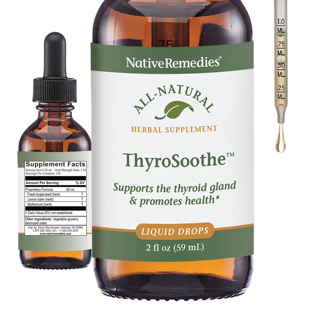 Rimedi nativi ThyroSoothe - Tutto naturale supplemento di erbe Soothes La ghiandola tiroide - Supporta l'equilibrio sistemico nel sistema endocrino e tiroide Gland - 59 mL