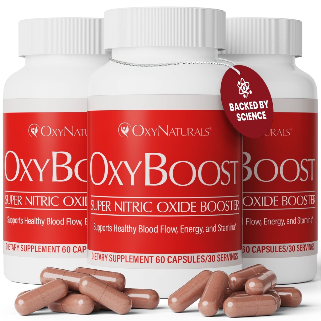 OxyBoost Nitric Oxide Supplemento per gli uomini e le donne - Supporta la Circolazione, la salute del cuore, l'energia, la Clarity mentale e il flusso sanguigno - Formula naturale con Vinitrox - 180 capsule (Pack of 3)